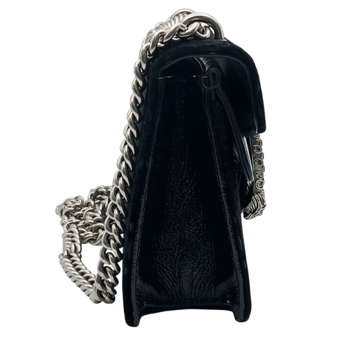 2 - A Gucci Velvet GG Monogram Dionysus Shoulder Bag. Black GG monogram velvet exterior with black paten... 