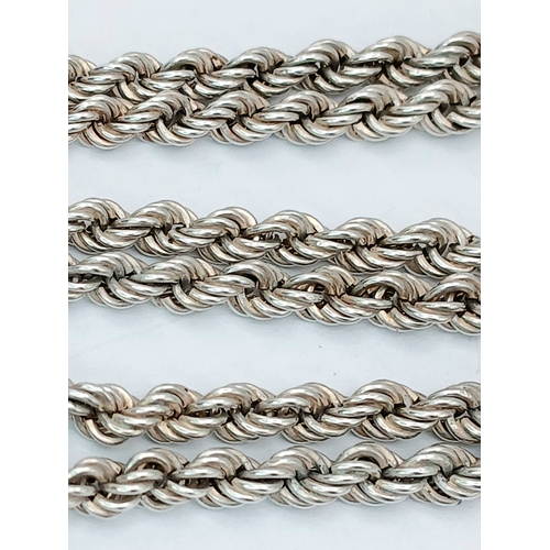 25 - A Classic 925 Sterling Silver Rope Chain Necklace - 40cm Length. Features a traditional twisted rope... 