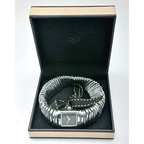 33 - A Links, Stainless Steel, Expandable Bracelet Watch. With Black Dial. Comes with an original box. As... 