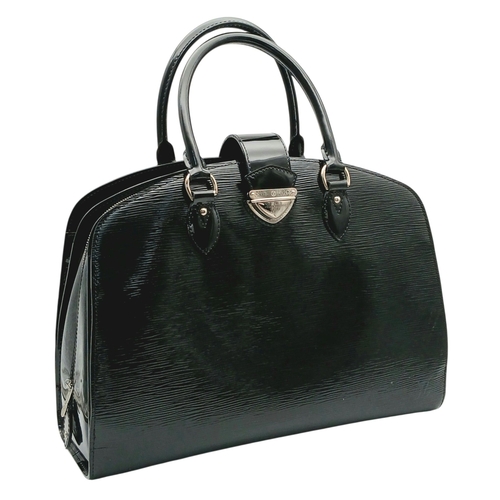 45 - A Sophisticated Louis Vuitton Black Electric Epi Leather Pont-Neuf GM Handbag. Textured patent exter... 