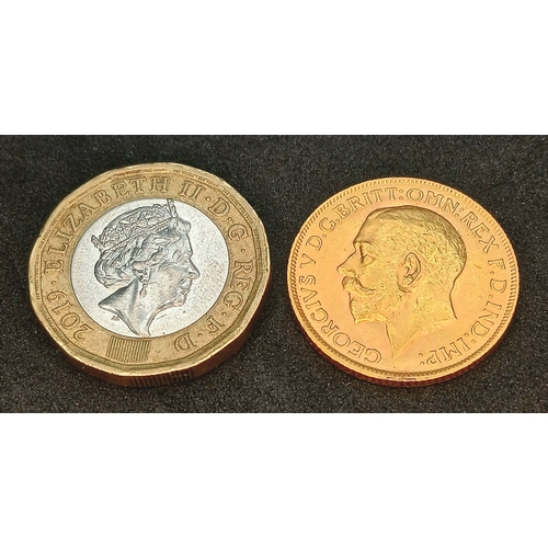 1 - A 1913 George V Full Gold Sovereign Coin. 22K Gold. EF grade.