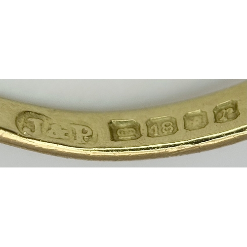 8 - A Vintage 18K Yellow Gold, Sapphire and Diamond Ring. Circa 2.5ctw of oval cut sapphires with round ... 