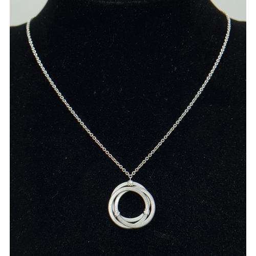 5 - A Designer Marco Bicego Three Circle Diamond Pendant Necklace Featuring an 18K White Gold Interlocki... 