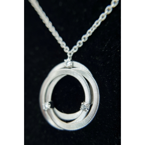 5 - A Designer Marco Bicego Three Circle Diamond Pendant Necklace Featuring an 18K White Gold Interlocki... 