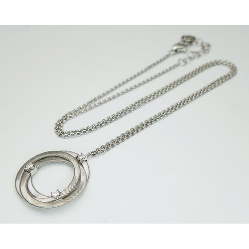 5 - A Designer Marco Bicego Three Circle Diamond Pendant Necklace Featuring an 18K White Gold Interlocki... 