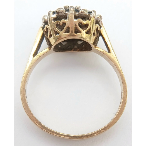 7 - Impressive Vintage 9 CARAT GOLD, SAPPHIRE and DIAMOND RING. Full UK hallmark.  3.6 Grams. Size N 1/2... 