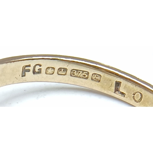 28 - Beautiful Vintage 9 CARAT GOLD RING with DIAMONDS set  in PLATINUM in Floral Formation. Full UK Hall... 