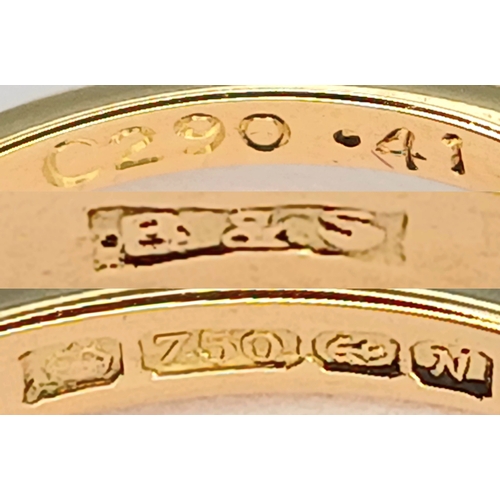 36 - AN 18K YELLOW GOLD, 3 STONE DIAMOND RING. 0.40CTW. 2G, SIZE K. SPSA 7002