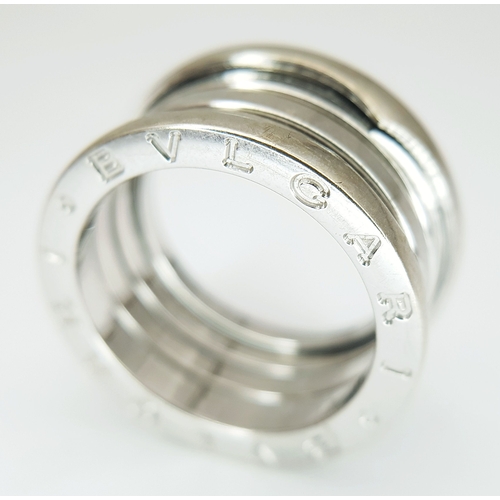 A Bvlgari B zero 18K white gold ring. Total weight 13.2G. Size O.