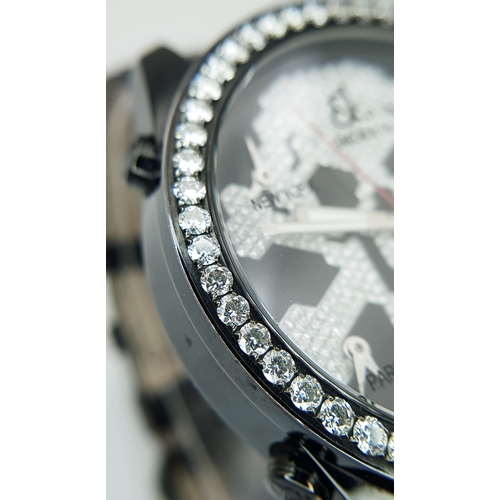 101 - A Jacob and Co. Five Time, Skull Limited Edition Quartz Gents Watch. Black leather strap with black ... 