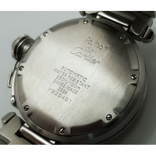 127 - A Pasha de Cartier Ladybird Automatic Ladies Diamond Watch. Stainless steel bracelet and case - 36mm... 