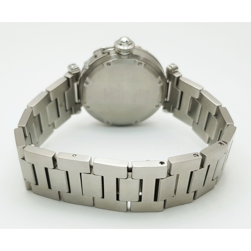 127 - A Pasha de Cartier Ladybird Automatic Ladies Diamond Watch. Stainless steel bracelet and case - 36mm... 