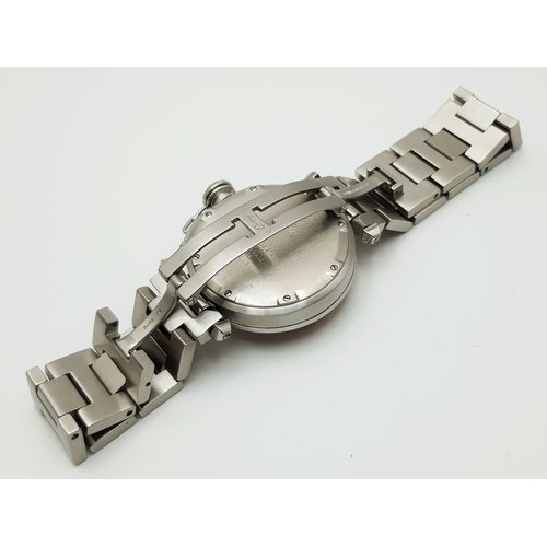 127 - A Pasha de Cartier Ladybird Automatic Ladies Diamond Watch. Stainless steel bracelet and case - 36mm... 