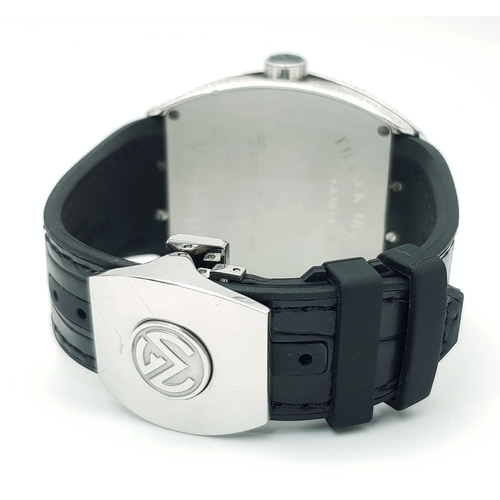 24 - A Franck Mueller Diamond Paved Vanguard Automatic Gents Watch. Model V45 SC DT. Black leather strap ... 