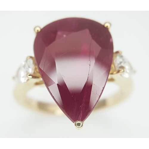 51 - A Stunning GIA Triple Certified 18K Yellow Gold Ruby and Diamond Cocktail Ring. An 8.77ct natural pe... 