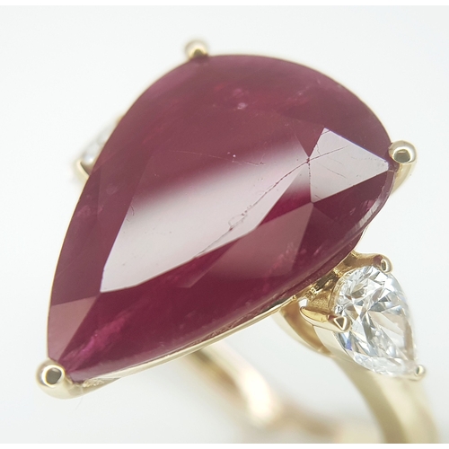 51 - A Stunning GIA Triple Certified 18K Yellow Gold Ruby and Diamond Cocktail Ring. An 8.77ct natural pe... 