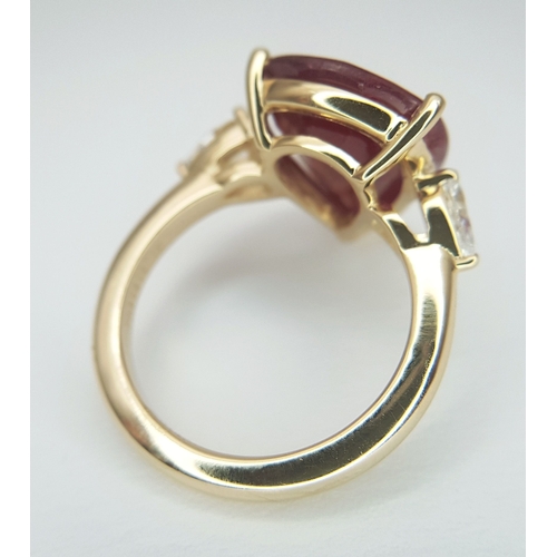 51 - A Stunning GIA Triple Certified 18K Yellow Gold Ruby and Diamond Cocktail Ring. An 8.77ct natural pe... 