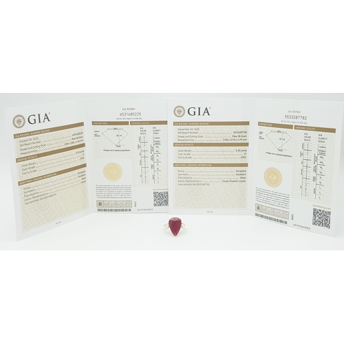 51 - A Stunning GIA Triple Certified 18K Yellow Gold Ruby and Diamond Cocktail Ring. An 8.77ct natural pe... 
