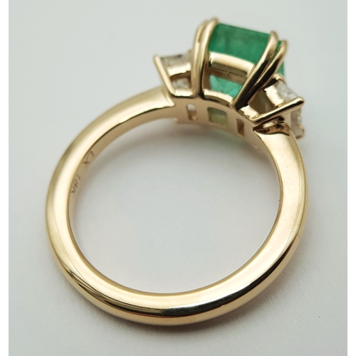 72 - An GIA Triple Certified 18K Yellow Gold, Colombian Emerald and Diamond Cocktail Ring. A 2.93ct natur... 