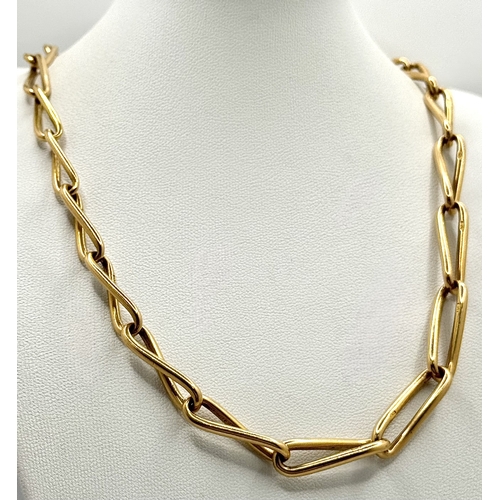 163 - An Antique Victorian (Circa 1890) 18K Gold Trombone Graduated  Link Albert Chain -  Fondly referred ... 