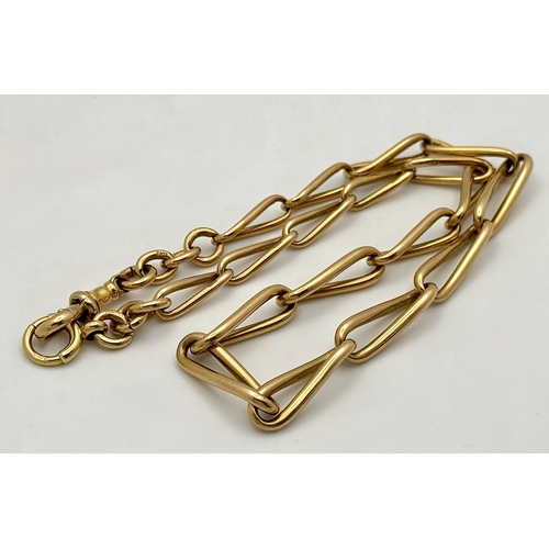 163 - An Antique Victorian (Circa 1890) 18K Gold Trombone Graduated  Link Albert Chain -  Fondly referred ... 