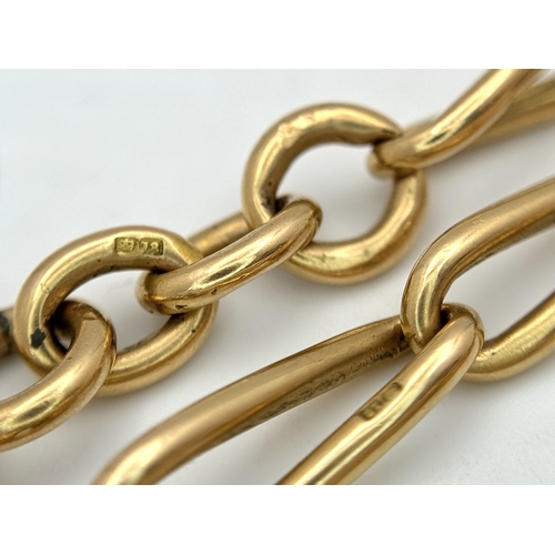 163 - An Antique Victorian (Circa 1890) 18K Gold Trombone Graduated  Link Albert Chain -  Fondly referred ... 