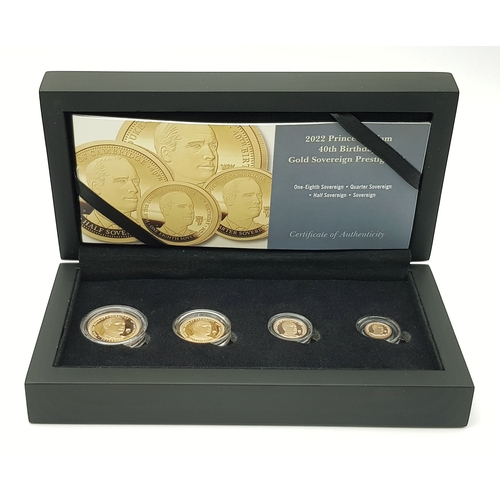 23 - A HATTONS OF LONDON, 2022, PRINCE WILLIAM 40TH BIRTHDAY, GOLD SOVEREIGN PROOF COIN SET. FEATURING A ... 