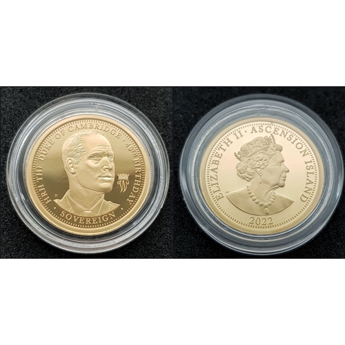 23 - A HATTONS OF LONDON, 2022, PRINCE WILLIAM 40TH BIRTHDAY, GOLD SOVEREIGN PROOF COIN SET. FEATURING A ... 