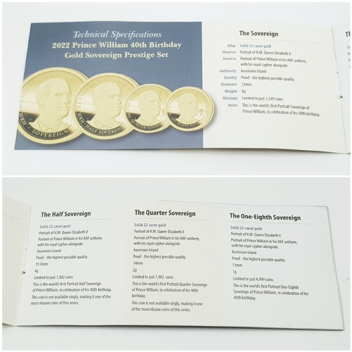 23 - A HATTONS OF LONDON, 2022, PRINCE WILLIAM 40TH BIRTHDAY, GOLD SOVEREIGN PROOF COIN SET. FEATURING A ... 