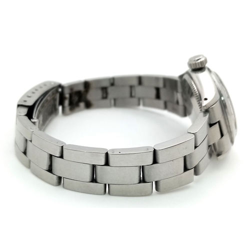 39 - A Ladies 1970’s Stainless Steel Oyster Perpetual Rolex Watch - fitted with Sun-burst Dial. Case -26m... 