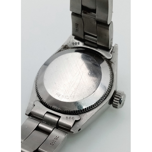 39 - A Ladies 1970’s Stainless Steel Oyster Perpetual Rolex Watch - fitted with Sun-burst Dial. Case -26m... 