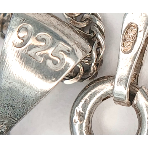 15 - A Eye-catching 925 Sterling Silver Sword Pendant Necklace - 49cm length. The pendant is formed as a ... 