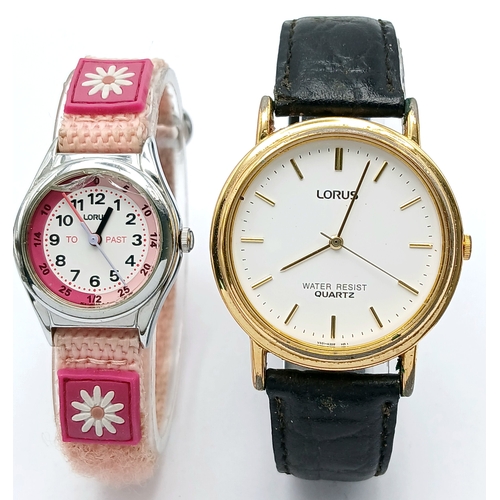 12 - A Pair of Lorus Wristwatches. Including a stainless steel, water-resistant quartz wristwatch with a ... 