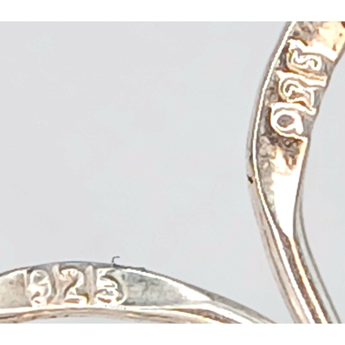 4 - A Beautiful Pair of 925 Sterling Silver Open Heart Drop Earrings - 1.3cm x 1.4cm. Each earring is fo... 