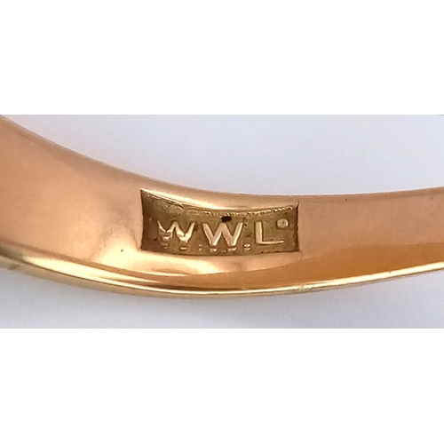 25 - A Vintage 18K Gold (tests as) Signet Ring. Band is misshapen at rear. 10g.