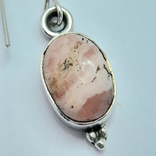 34 - Two vintage Pairs of 925 Sterling Silver Stone Set Drop Earrings. One pair is set with oval pink cab... 