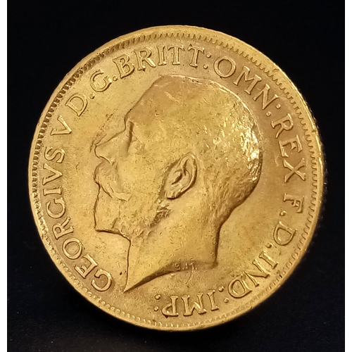 1 - A 1912 George V Full Gold Sovereign Coin. 22K gold. EF.