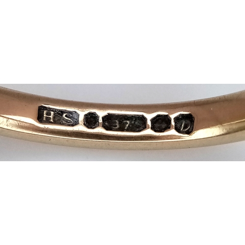 17 - A 9K Yellow Gold Band Ring. 3mm width. UK hallmarks. Size P. 2.15g.