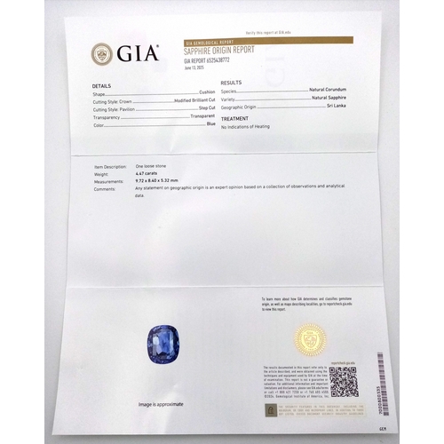 19 - A Breath-Taking, GIA Certified, 950 Platinum, Natural Sapphire and Diamond Dress Ring. Set with a 4.... 