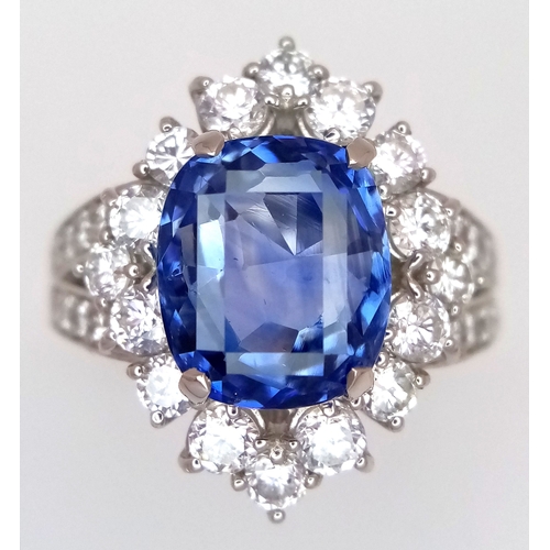 19 - A Breath-Taking, GIA Certified, 950 Platinum, Natural Sapphire and Diamond Dress Ring. Set with a 4.... 