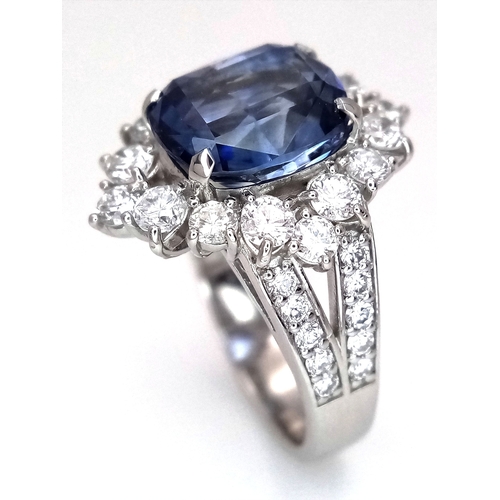 19 - A Breath-Taking, GIA Certified, 950 Platinum, Natural Sapphire and Diamond Dress Ring. Set with a 4.... 