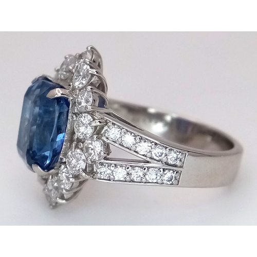 19 - A Breath-Taking, GIA Certified, 950 Platinum, Natural Sapphire and Diamond Dress Ring. Set with a 4.... 