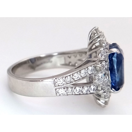 19 - A Breath-Taking, GIA Certified, 950 Platinum, Natural Sapphire and Diamond Dress Ring. Set with a 4.... 