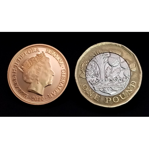 26 - A 2020, QUEEN ELIZABETH II, WINSTON CHURCHILL, WE SHALL NEVER SURRENDER V SIGN, FULL SOVEREIGN COIN.... 