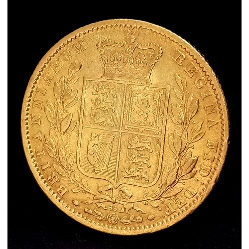 33 - AN 1864, QUEEN VICTORIA, YOUNG HEAD, SHIELD BACK, DIE NUMBER 86, FULL SOVEREIGN COIN. 22K GOLD. EF. ... 