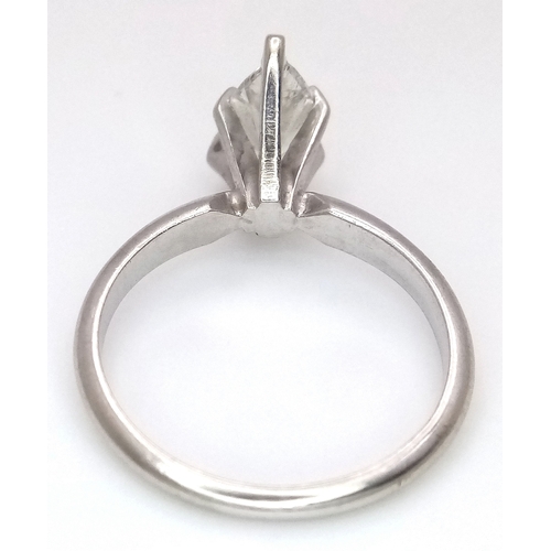 39 - A 14k White Gold Pear-Cut Diamond Solitaire Ring. Circa 1.4ct diamond having J colour and SI2 clarit... 