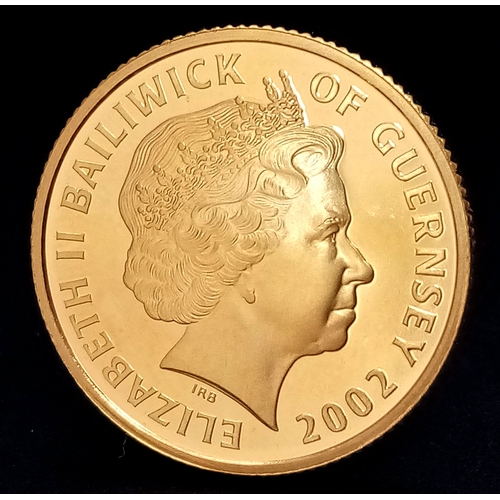 47 - A ROYAL MINT 2002, QUEEN ELIZABETH II, BAILIWICK OF GUERNSEY, THE GOLDEN JUBILEE, 25 POUNDS, 22K GOL... 