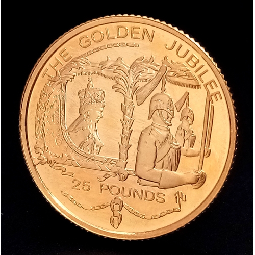 47 - A ROYAL MINT 2002, QUEEN ELIZABETH II, BAILIWICK OF GUERNSEY, THE GOLDEN JUBILEE, 25 POUNDS, 22K GOL... 
