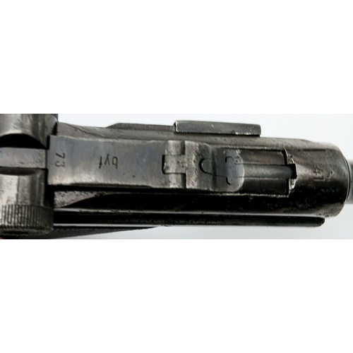 896 - A 1941 WW2 German Nazi Mauser Luger P08 Semi-Automatic Pistol. 4 inch barrel length with a 9mm calib... 