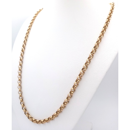 30 - A Classic 9K Yellow Gold Belcher Link Chain Necklace. 45cm. 17.75g.
